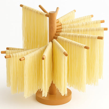 Beech Wood Pasta Drying Rack, 16 Rods – Natural Wooden Spaghetti Rack, Easy Assembly, Display-Worthy Kitchen Stand
