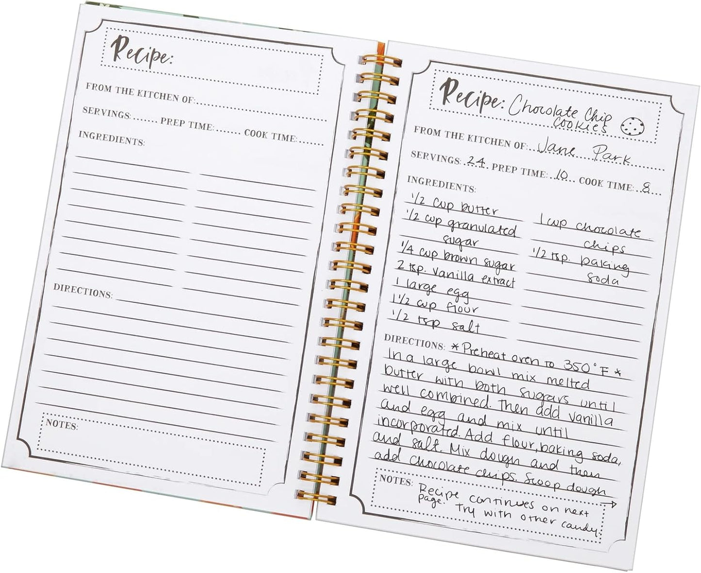 Blank Recipe Book: 120 Pages, 8 Sections, Floral and Orange Theme, Laminated Hardcover (5.5 x 8.5 In)