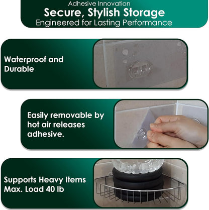 2 6 1/2" 6 Pack Shower Caddy Adhesive Replacement, Shower Shelf Adhesive, Shower Adhesive Strips, Adhesive Stickers