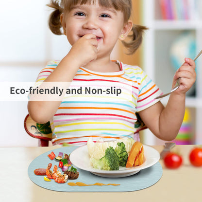 IYYI Silicone Placemats, Dining Placemats Set of 4, Waterproof Placemats for Kids, Heat Resistant Non-Slip Silicone Mats for Dinner Table, Dishwasher Safe (Light Gray, 17.7" ×12")