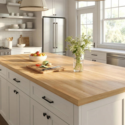 Kitchen Island Butcher Block Countertop – 6FT Solid Birch Wood Slab Unfinished Butcher Block Island Top for Kitchen Countertop, Dining Island, Prep Table & DIY Furniture Projects