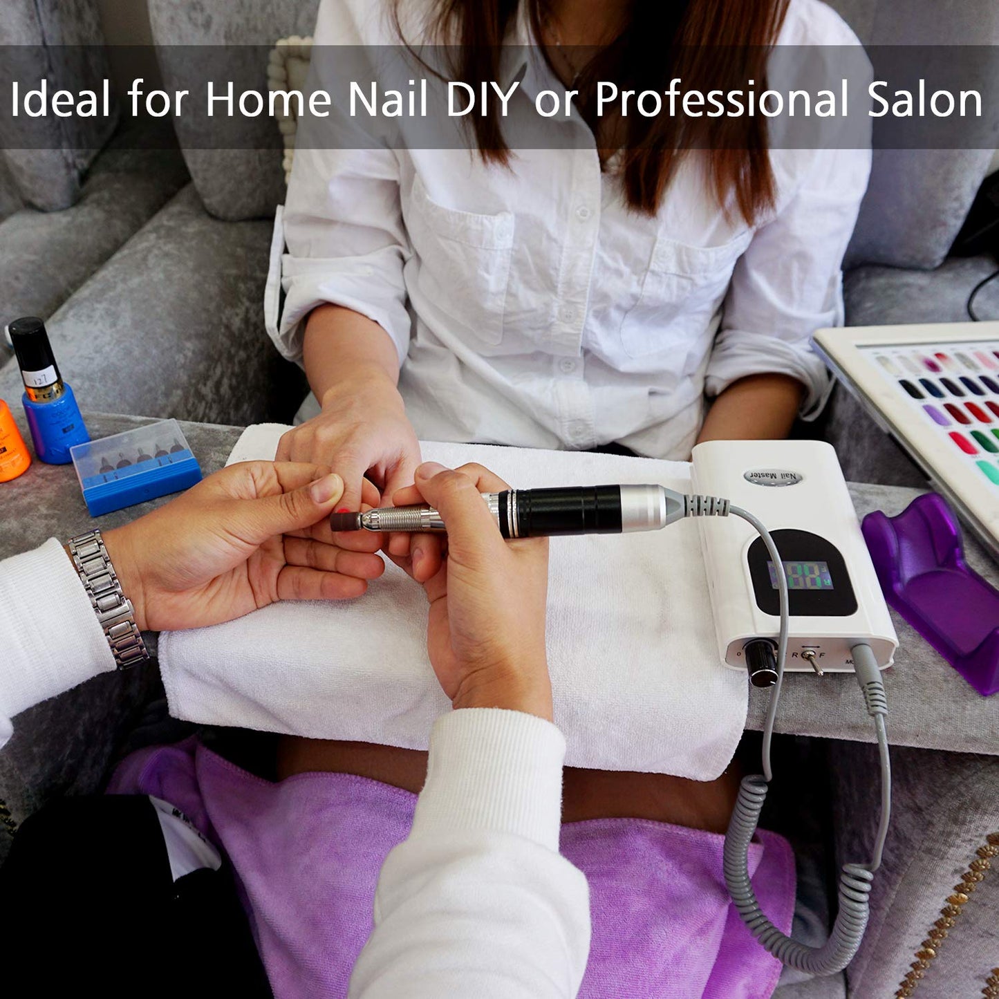 35000RPM Portable Nail Drill Machine, HoMove Professional Nail Drill Machine, Rechargeable Electric Efile Nail Drills for Acrylic Gel Nails, Cordless Portable Nails Drill【Rose Gold】