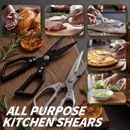 Kitchen Scissors Set 2PCS, Kitchen Shears Heavy Duty Poultry Shear Japan Meat Scissor for Food All Purpose Seafood Meat Cutting Cooking Shears, Chicken Scissors Gifts for Men Women