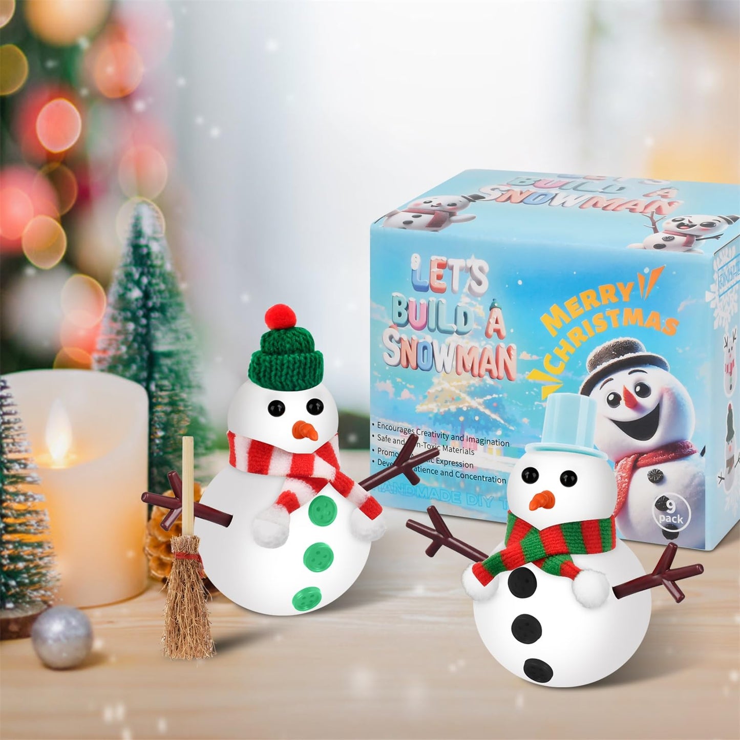 Ariepoue Stocking Stuffers for Kids Teen Boys Girls - 9 Pack Build Snowman Kit Christmas Crafts Gifts for Kids Creative Air Dry Modeling Clay Xmas Gift Birthday Gifts