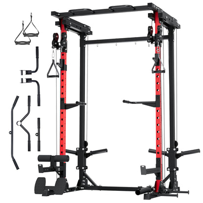 MAJOR FITNESS Drone3 Power Rack, 2500lbs Multi-Function Home Gym Squat Rack with Dual Pulley System, Pull-Up Bar & J-Hooks, Heavy-Duty Steel Frame for Maximum Stability & Strength Training