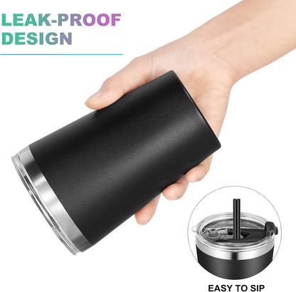 VEGOND 12oz Black Tumbler - Stainless Steel Vacuum Insulated Double Wall Travel Tumbler with Lid and Straw, Reusable (1