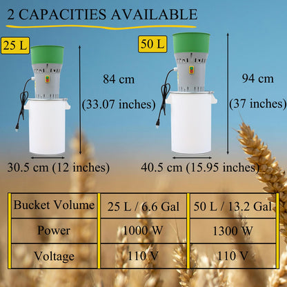 Grain Mill Grinder Agricultural Feed Grain Mill Grinder for Wheat Corn Soybean for Home Farm 6 Sizes Sieves (50L)