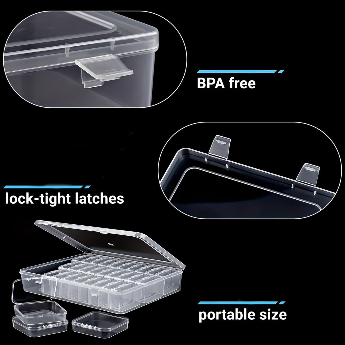 Forever bene Small Clear Plastic Bead Storage Containers-Pink Plastic Box-30Pcs Craft Storage Box with Hinged Lid, 1sheet Labels, Mini Boxs for Jewelry Making, Diamond Art, Crafts, Small Parts