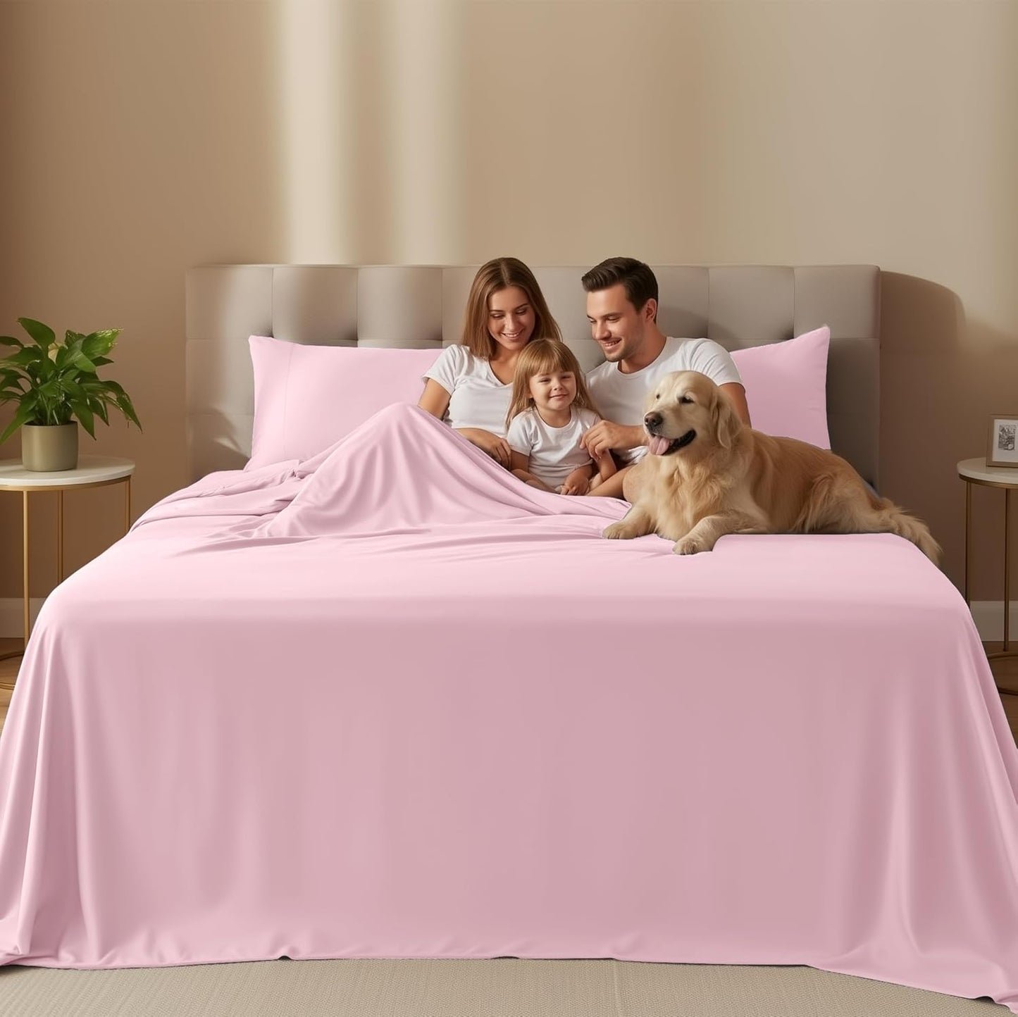 Utopia Bedding Queen Size Sheet Set - Soft, Breathable Microfiber, 4-Piece in Crystal Pink | Oeko-Tex Certified