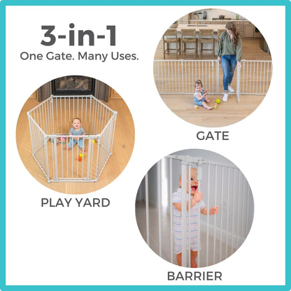 Toddleroo by North States - 3 In 1 Metal Superyard Baby Play Yard: 6 Panel Playpen, Safety Gate, or Extra Wide Baby Fence - Encloses Up to 10 Square Feet - 30 Inches Tall - Taupe