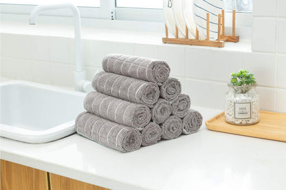 Microfiber Dish Towels - Soft, Super Absorbent and Lint Free Kitchen Towels - 8 Pack (Lattice Designed Gray Colors) - 26 x 18 Inch