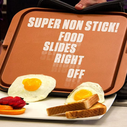 Gotham Steel XL Nonstick 2 in 1 Griddle Pan & Grill Pan, Reversible Copper Griddle for Stovetop & Outdoor Use