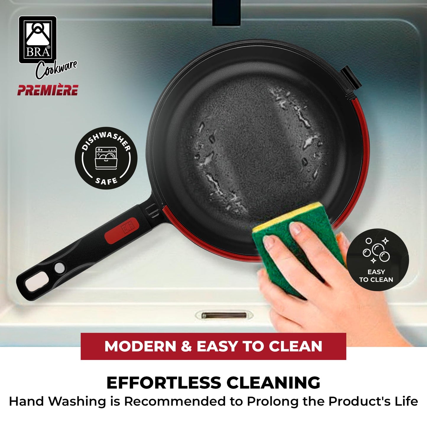 BRA COOKWARE Premiere Dual Skillet | 9.5 inches Double Frying Pan for Frittatas & Spanish Omelets | PFOA Free Triple Nonstick Coating | Full Induction Reversible Pan | Cast Aluminum Flip Skillet