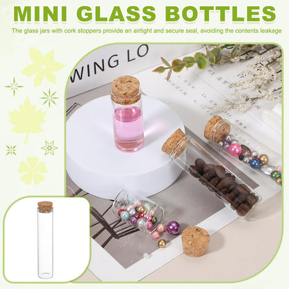 uxcell 8Pcs Mini Glass Bottles with Cork Stoppers, 30ml Small Clear Bottles Glass Empty Jars Vials for DIY Crafts Party Wedding Decor Favors