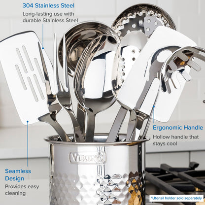 Viking Culinary 3-Ply Stainless Steel Hammered Copper Clad Cookware Set, 10 Piece, Oven Safe & Culinary 304 Stainless Steel Kitchen Utensil Set, Ergonomic Stay-Cool Handles