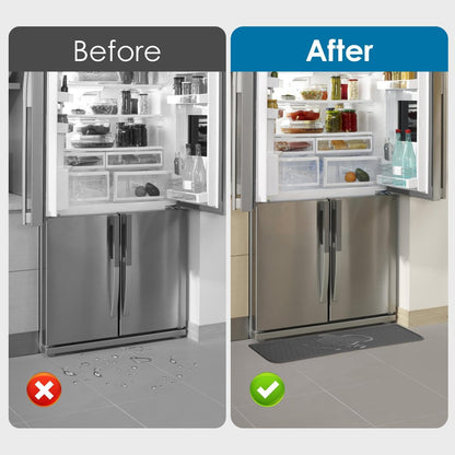 Tiktiger Refrigerator Floor Mat, Non-Slip Under Fridge Mats and Silicone Drip Tray, 37" Appliance Spill Liner and Refrigerator Floor Protector Leak Catcher Mat Fridge Floor Mats - Gray 37.4'' x 8.5''