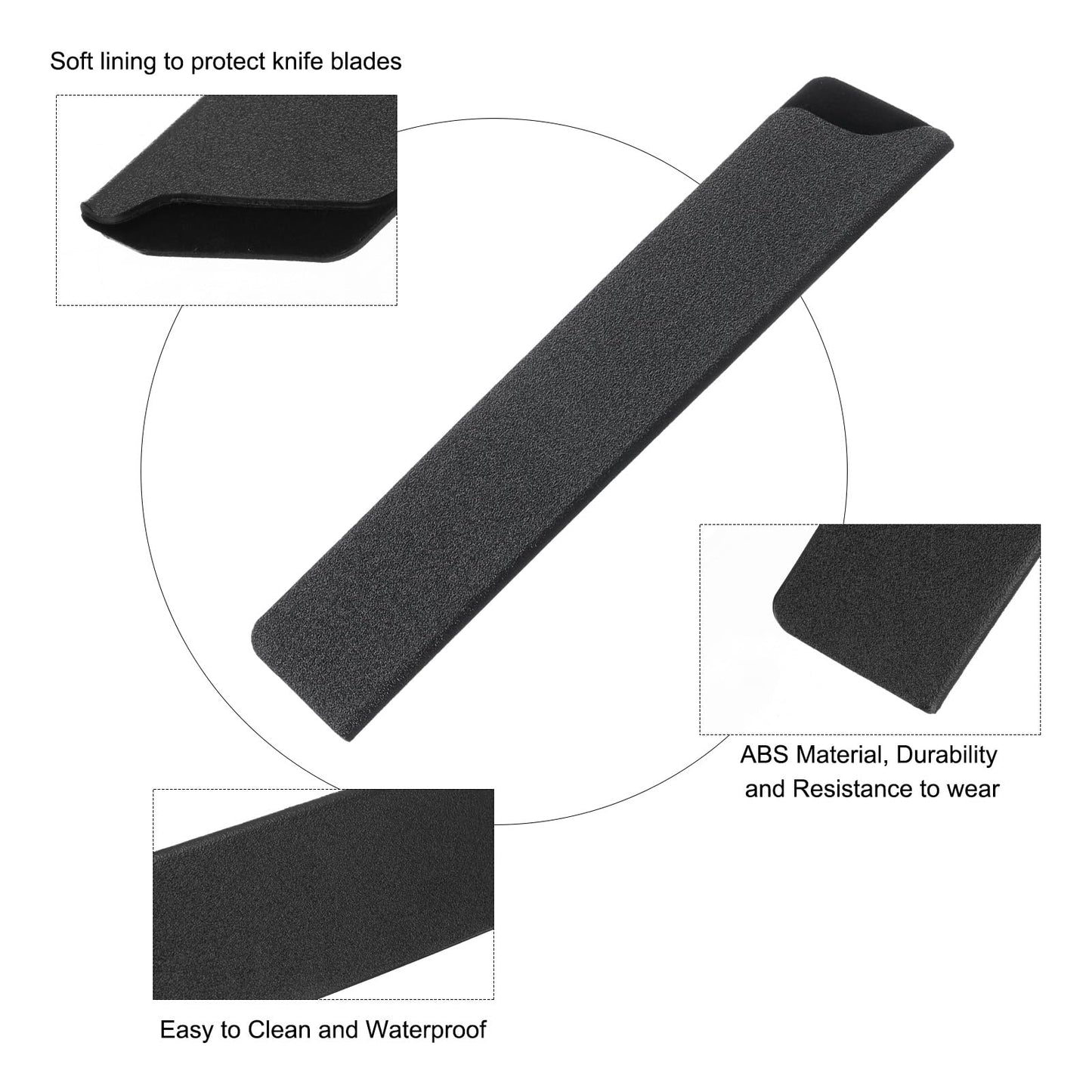 uxcell 5 Pcs Knife Cover Sleeves, 8.3" x 1.4" ABS Knives Edge Guard Blade Protector Universal Knife Sheath for Home Kitchen, Black