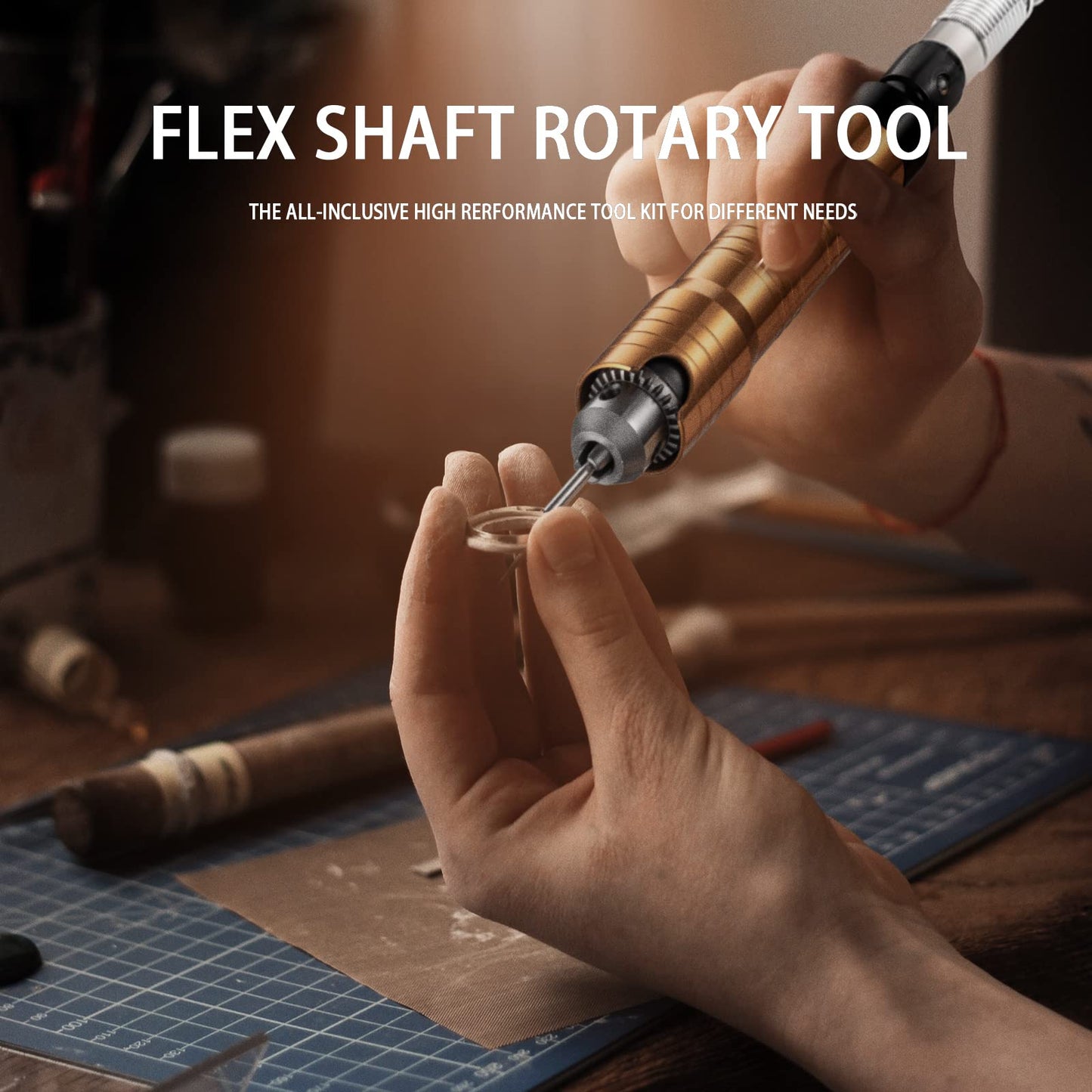 DZQ 1000W Rotary Tool Kit with 97 Accessories, Flex Shaft Grinder for Carving, Polishing, Drilling, Buffing – Hanging Rotary Tool with 1/4" Chuck & Foot Pedal