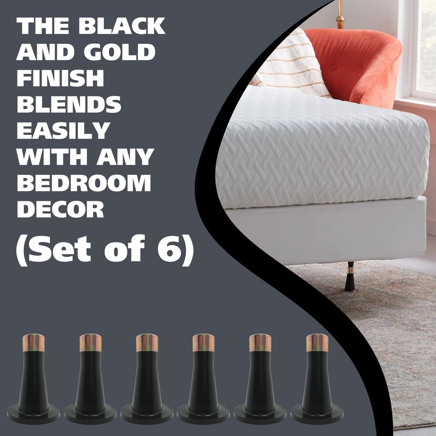 Kings Brand Furniture - Plastic Bed Frame Glide Legs | Set of 6 Replacement Feet for Bed Frame Wheels