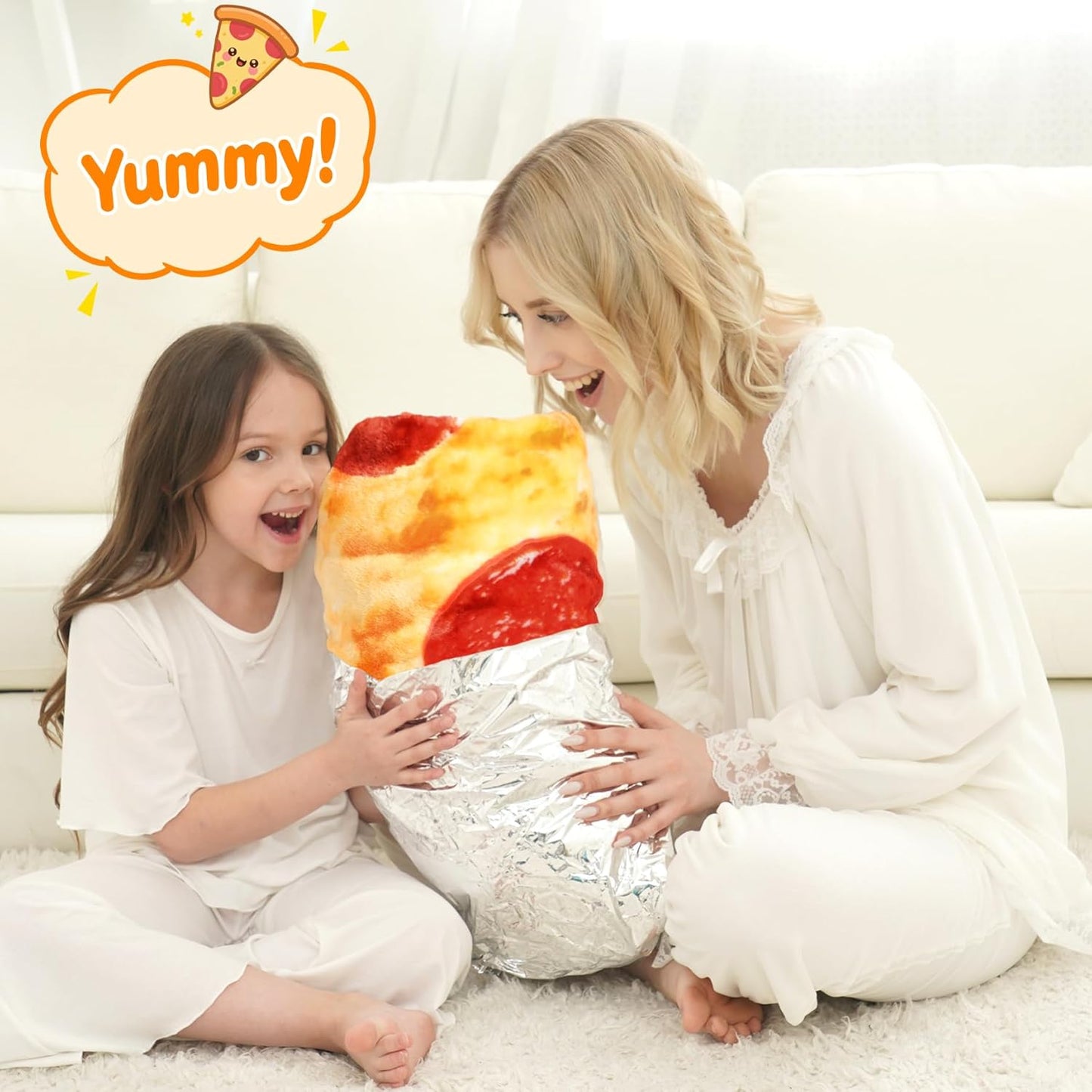 285 90 inches) CASOFU Pizza Blanket, Queen Size Cute Large White Elephant Gifts for Adults Women Men Teens Kids, GSM