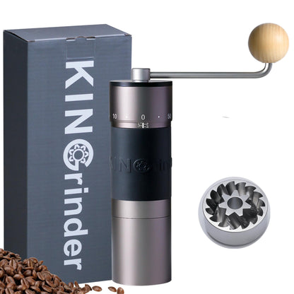 【Iron Gray】KINGrinder K6 Manual Hand Coffee Grinder with Straight Handle for French Press, Drip, Espresso with Assembly Consistency Stainless Steel Conical Burr Mill, 25-35g Capacity