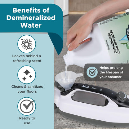Steam & Go Demineralized Water - Ready-to-Use Multi-Surface Cleaner | Eucalyptus Mint, 128oz