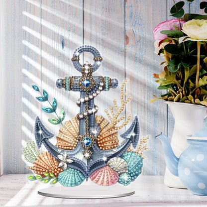 Diamond Art Kits for Adults, DIY Diamond Desktop Ornament Anchor, Crystal Diamond Art Painting Kits Tabletop Ornaments for Home Office Table Top Decor