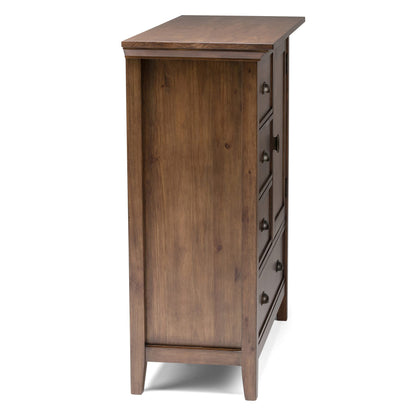 SIMPLIHOME Redmond Storage Cabinet - 39 inch Wide Solid Wood Medium Storage Cabinet in Rustic Natural Aged Brown, Transitional Accent Cabinet for Entryway with 4 Drawers and Cabinet Storage