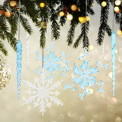 VGOODALL Christmas Snowflake Decorations, 36pcs Clear Acrylic Ornaments Set for Santa Outdoor Party Decoration Craft