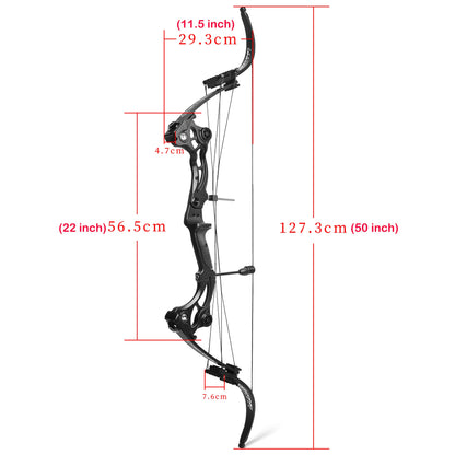 ZSHJGJR Recurve Bow American Hunting Bow 320FPS Draw Weight 40-55lbs Adjustable Compound Bow Right Hand for Archery Hunting Fishing Shooting (Black Bow Only)