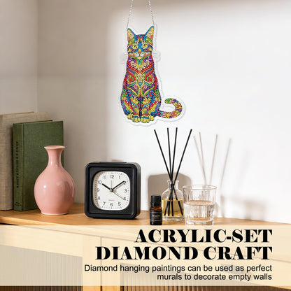 Mzoyell 5D Hanging Art Painting Kits for Adults, Cat Special Shape Diamond Art Kits, Crystal Rhinestones Diamond Art Painting, Home Wall Decoration