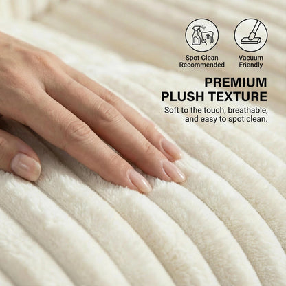 Vipuno Corduroy Bean Bag Chair for Adults, Comfy Accent Chair for Living Room, Armless Lazy Sofa with Back Support, Ergonomic Floor Lounge Chair for Bedroom, Single Seat, Off White