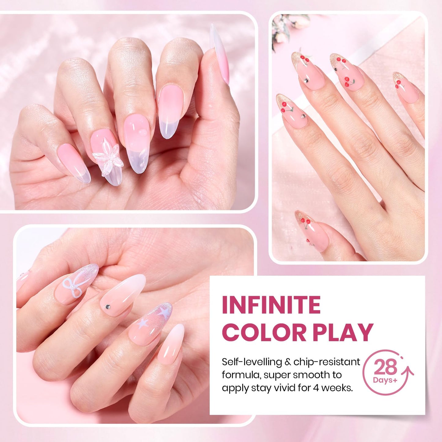 beetles Gel Polish Set - 23Pcs Macaroon Color Gel Nail Kit with Glossy Matte Top Coat Base Coat Yellow Pink White Purple Blue Glitter Bright Uv Nails Paradise Pastel Gel Halloween Gifts for Women