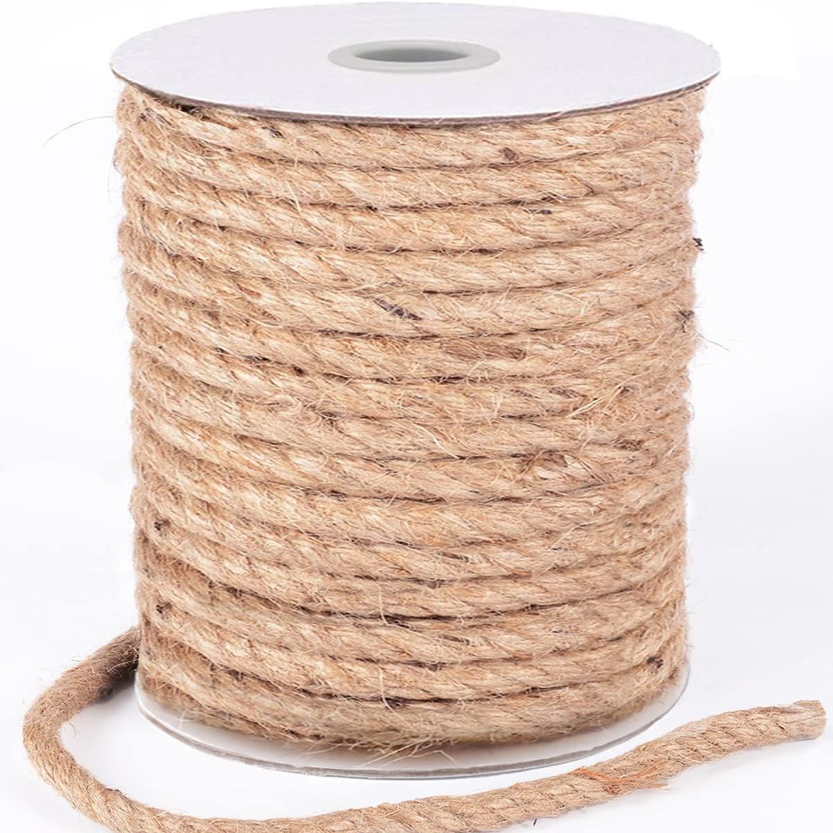 HOMYHOME Jute Rope 10mm 98ft Natural Jute Burlap Twine String Hessian Rope Cord 30M Twine Craft for Industrial, Packaging, Arts and Crafts, Decoration, Bundling, Gardening and Home