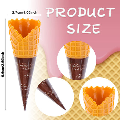 30 Pcs Mini Realistic Artificial Ice Cream Cone Adorable Ice Cream Cone Pretend Play Food Dollhouse Refrigerator Supplies Simulation Cone Light Clay Crisp Cone Cream Gel Food Play Accessories