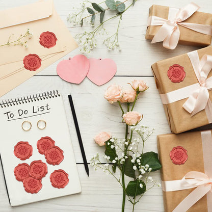 CRASPIRE 50pcs Red Wax Seal Stickers Compass Self Adhesive Wax Seal Stamp Stickers Envelope for Wedding Invitation Scrapbook DIY Craft Adhesive Waxing Party Gift Wrapping