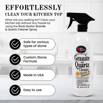 Rock Doctor Granite & Quartz Cleaner Spray 24 oz.Can, Cleans Tile, Marble, Kitchen Countertop, and Natural Stone Surfaces, Streak-Free Shine Pack of 2
