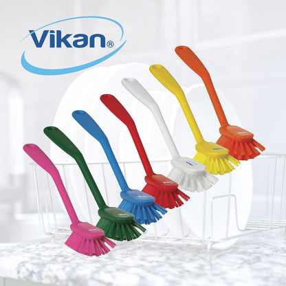 Vikan Yellow Dish Brush, Scraping Edge, Medium, 11", PP/PBT