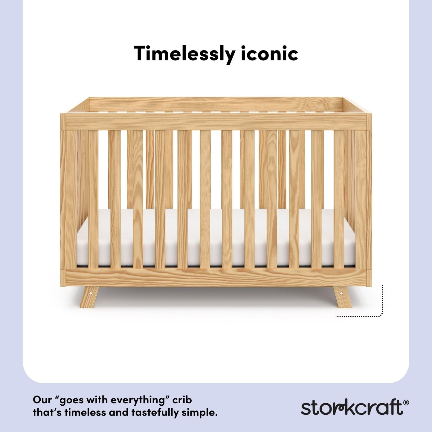 Storkcraft Beckett 3-in-1 Convertible Crib – GREENGUARD Gold Certified, Fits Standard Crib Mattress, Converts to Toddler Bed and Daybed, 4 Mattress Heights, Grow-with-Me Design (Natural)