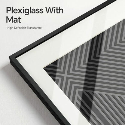 Framed Modern Black and White Abstract Wall Art - Set of 3 Minimalist Canvas Prints | 24x36 Inch for Living Room & Office
