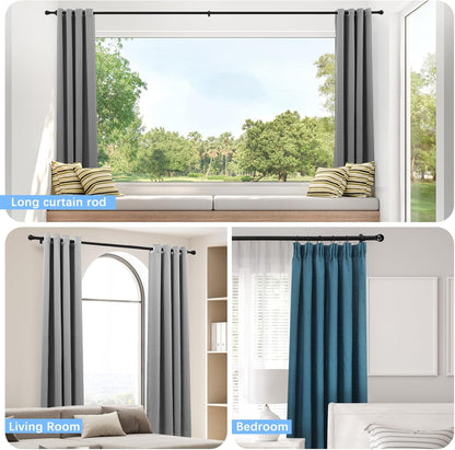 Max Adjustable Curtain Rods by [Brand Name] - Fits Windows 16 to 150 Inches | Black, 6/8" Diameter