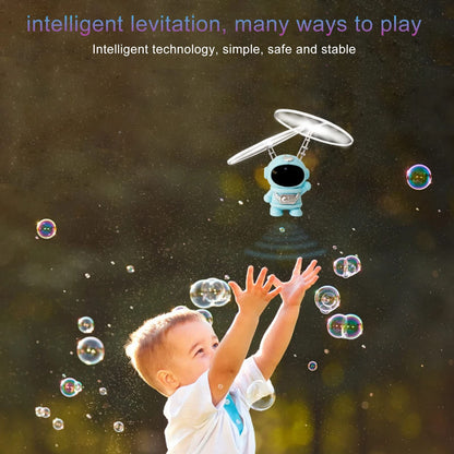 TOPINCN Astronaut Induction Flying Plaything, Levitation Aircraft Gadget with LED Lights, Stable Intelligent Hover Flying Saucer, Science Techs Desk Decor for Boys Girls Adults (Blue)