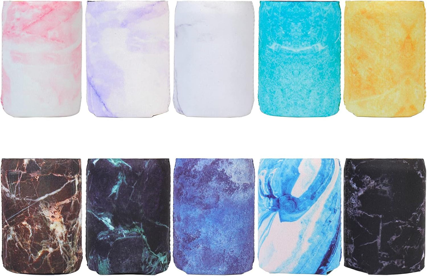 HaiMay 10 Pieces Beer Can Sleeves - Marble Styles Drink Cooler Sleeves for Cans and Bottles