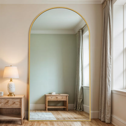 Novlux Full Length Mirror, 81" x 41" Arched Full Body Mirror Large Standing Floor Mirrors, Mirrors for Bedroom, Bathroom, Living Room Standing or Wall Leaning, Gold