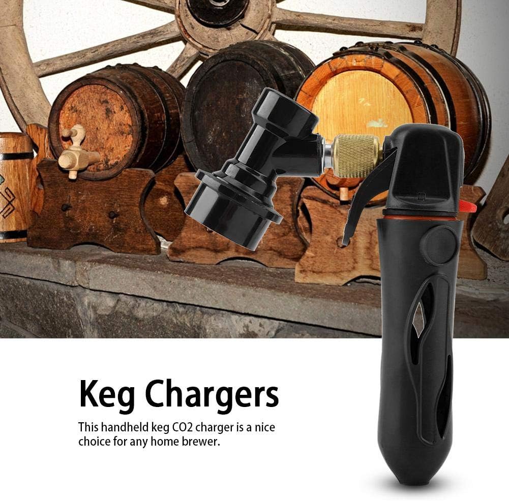Portable Homebrew Keg Charger, Handheld CO2 Injector Draft Beer Dispenser for Homebrew Soda Valve (Black)