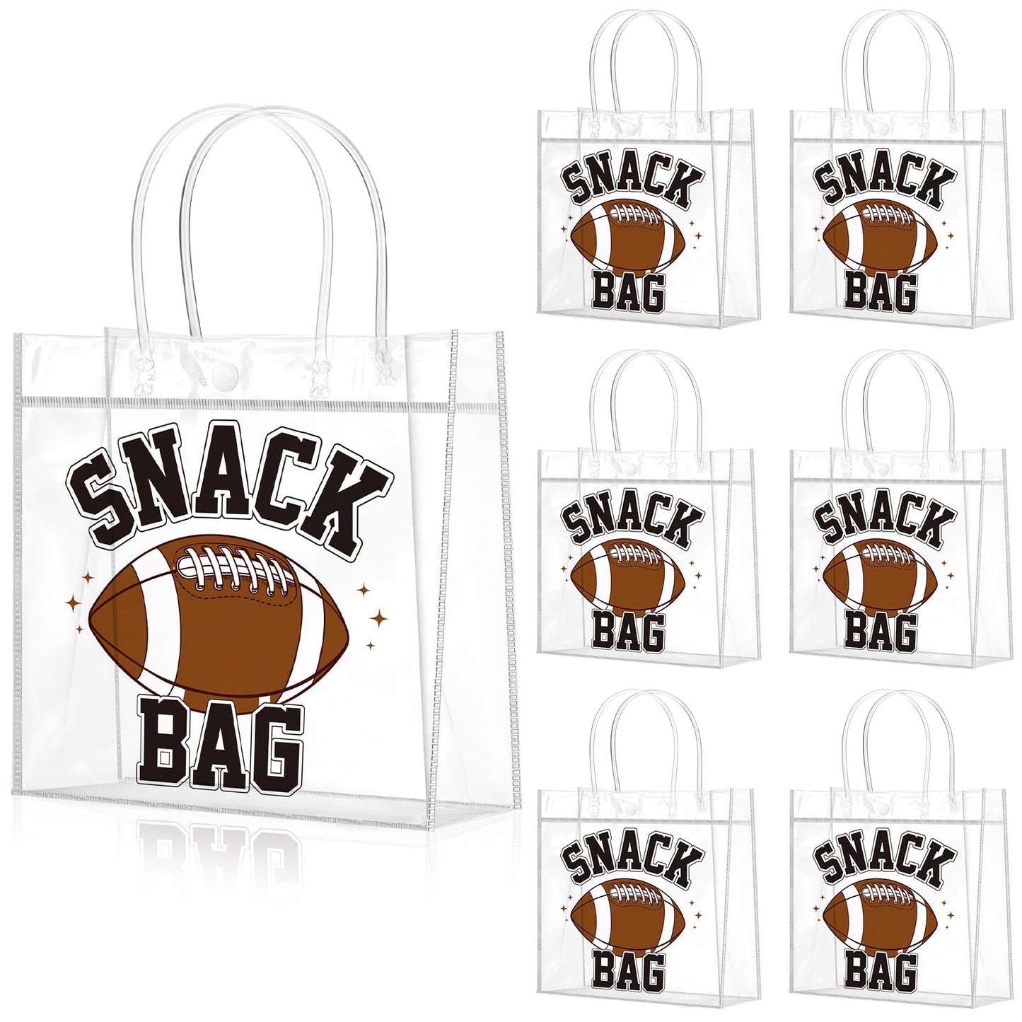 Wesnoy 20 Pcs Football Snack Bags with Handles Reusable Football Treat Bags for Candy Birthday Party Favor Supplies 8 x 8 x 3.15''