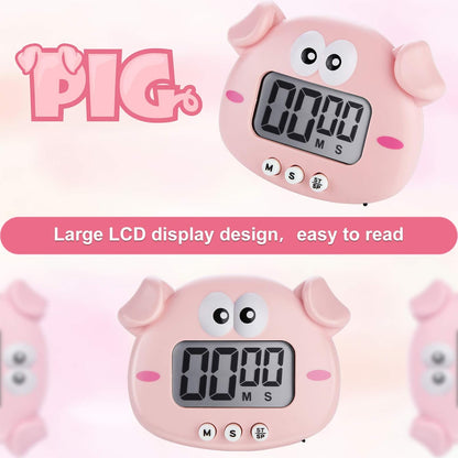 Weewooday 2 Pieces Cute Cartoon Animal Digital Kitchen Timers with Magnetic Backs for Teachers Cooking