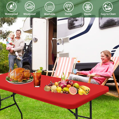 2 Pack 6 (Red,30" 72") Picnic Fitted Table Cover for Foot Tablecloth for Rectangle Tables Waterproof Stretch Washable