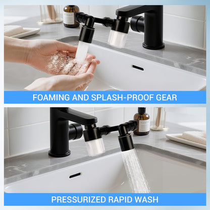 1080°Swivel Faucet Extender, Sink Water Faucet Aerator Extension, kitchen sink faucet, Kitchen Rotating Extension with 2 Mode Splash (Black, Extender with filter)