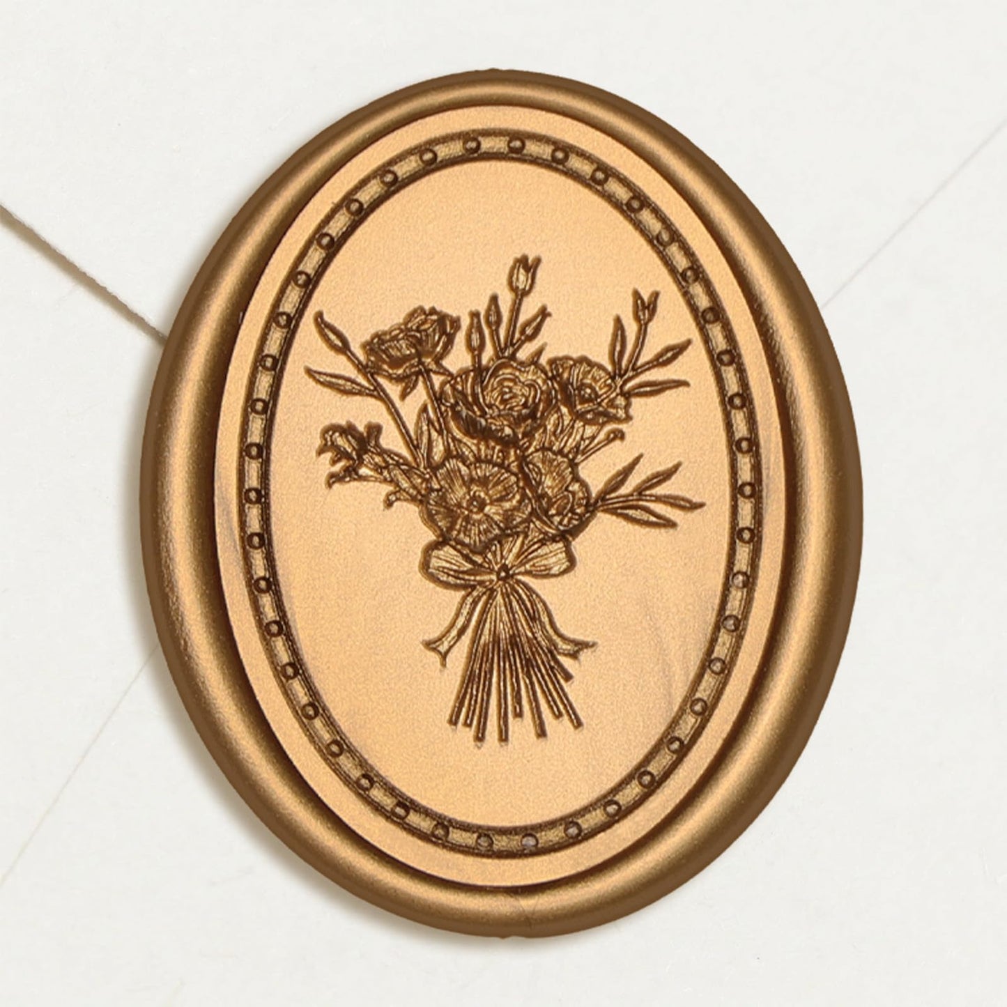 UNIQOOO Wax Seal Stickers -Vintage Photo Frame Floral Bouquet Wedding Invitation Envelope Seal Stickers, 50 Pcs Self-Adhesive Antique Gold Stickers, Perfect for Invitation, Christmas, Gift Wrapping